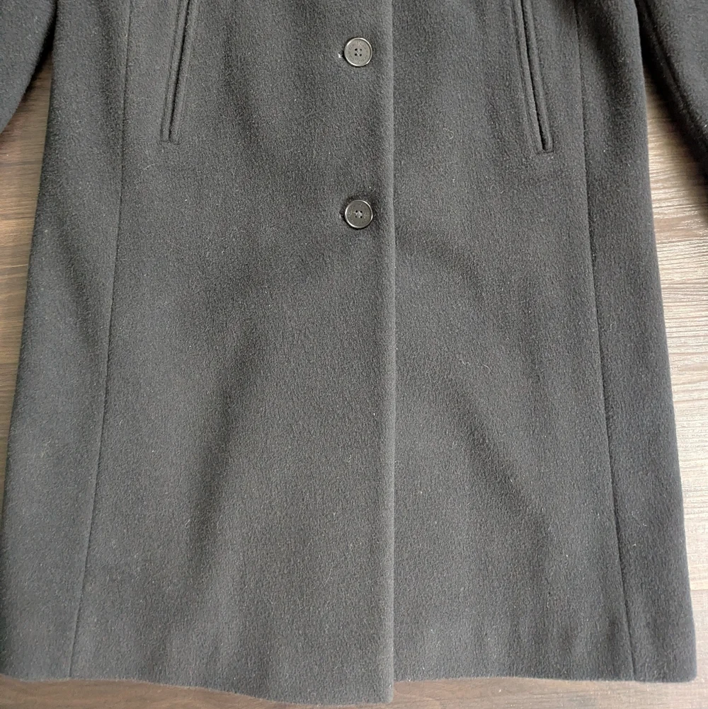 Calvin Klein Minimalist Black Wool Blend Long Coat Size 8